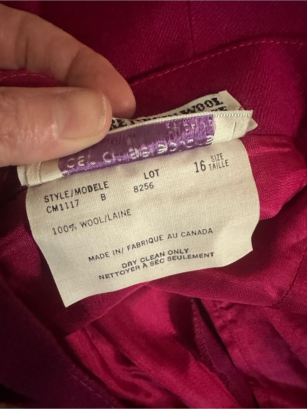Fashion Selectors High-Waist Pleated Trousers Fuchsia 100% Wool Vtg Sz 16 Retro - Picture 8 of 8